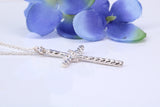 32 mm Long, Twisted Rope Effect Silver Cross, Made From Solid Cast Silver