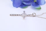 32 mm Long, Twisted Rope Effect Silver Cross, Made From Solid Cast Silver