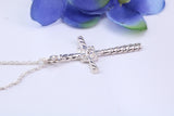 32 mm Long, Twisted Rope Effect Silver Cross, Made From Solid Cast Silver