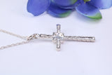 32 mm Long, Twisted Rope Effect Silver Cross, Made From Solid Cast Silver