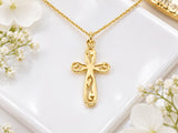 28 mm Long Cross Necklace, Made From Solid Cast Gold, British Hallmarked
