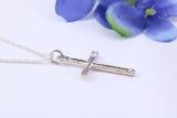 27 mm Long, Sterling Silver Bark effect Cross, Made From Solid Cast Silver