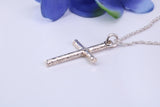 27 mm Long, Sterling Silver Bark effect Cross, Made From Solid Cast Silver