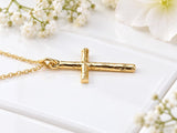 Bark Effect Cross Necklace, Made From Solid Cast Gold, British Hallmarked