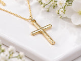 Bark Effect Cross Necklace, Made From Solid Cast Gold, British Hallmarked