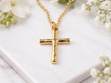 Bark Effect Cross Necklace, Made From Solid Cast Gold, British Hallmarked