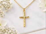 Bark Effect Cross Necklace, Made From Solid Cast Gold, British Hallmarked