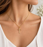 Bark Effect Cross Necklace, Made From Solid Cast Gold, British Hallmarked
