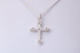 Small Ornate Cross Necklace, Made From Solid Cast Silver, Complete With Silver Chain