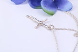 25 mm Long Small Silver Crucifix Necklace, Made From Solid Cast Silver, With Silver Chain