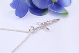 25 mm Long Small Silver Crucifix Necklace, Made From Solid Cast Silver, With Silver Chain