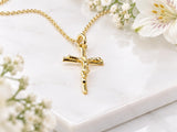 Small Dainty Crucifix Necklace, Made From Solid Cast Gold, British Hallmarked