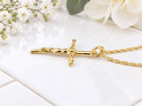 Small Dainty Crucifix Necklace, Made From Solid Cast Gold, British Hallmarked