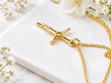 Small Dainty Crucifix Necklace, Made From Solid Cast Gold, British Hallmarked