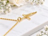 Small Dainty Crucifix Necklace, Made From Solid Cast Gold, British Hallmarked