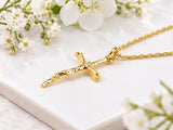 Small Dainty Crucifix Necklace, Made From Solid Cast Gold, British Hallmarked