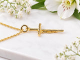 Small Dainty Crucifix Necklace, Made From Solid Cast Gold, British Hallmarked