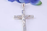 43 mm Long, Heavy Sterling Silver Crucifix, Made From Solid Cast Silver, British Hallmarked