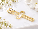 Open Work Latin Cross Necklace, Made From Solid Cast Gold, British Hallmarked