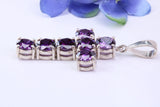 60 mm Long, Large and Chunky Amethyst C Z set Cross, Made From Solid Cast Silver