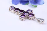 60 mm Long, Large and Chunky Amethyst C Z set Cross, Made From Solid Cast Silver