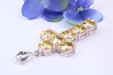 60 mm Long, Large and Chunky Sterling Silver Stone set Cross, Citrine Colour C Z Set