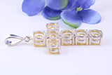 60 mm Long, Large and Chunky Sterling Silver Stone set Cross, Citrine Colour C Z Set