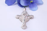 43 mm Long, Ornate Sterling Silver Crucifix Necklace, Made From Solid Cast Silver, British Hallmarked