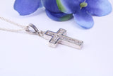 Small 23 mm Long Diamond White C Z set Silver Cross, Made From Solid Cast Silver