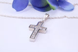 Small 23 mm Long Diamond White C Z set Silver Cross, Made From Solid Cast Silver