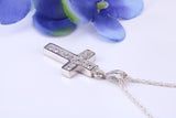 Small 23 mm Long Diamond White C Z set Silver Cross, Made From Solid Cast Silver