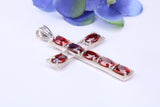 50 mm Long Sterling Silver C Z set Cross Necklace, Made From Solid Cast Silver