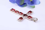 50 mm Long Sterling Silver C Z set Cross Necklace, Made From Solid Cast Silver