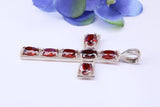 50 mm Long Sterling Silver C Z set Cross Necklace, Made From Solid Cast Silver