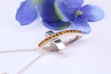28 mm Long, Yellow C Z set Sterling Silver Cross, Made From Solid Cast Silver