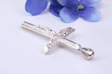54 mm Long, Large Silver Crucifix Necklace, Made From Solid Cast Silver, British Hallmarked