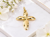 Four Petal Floral Cross Necklace, Made From Solid Cast Gold, British Hallmarked