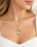 Four Petal Floral Cross Necklace, Made From Solid Cast Gold, British Hallmarked