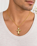 Four Petal Floral Cross Necklace, Made From Solid Cast Gold, British Hallmarked