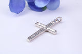 33 mm Long, Sterling Silver Large Bark effect Cross, Made From Solid Cast Silver