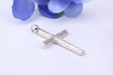 33 mm Long, Sterling Silver Large Bark effect Cross, Made From Solid Cast Silver