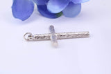 33 mm Long, Sterling Silver Large Bark effect Cross, Made From Solid Cast Silver