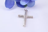 33 mm Long, Sterling Silver Large Bark effect Cross, Made From Solid Cast Silver