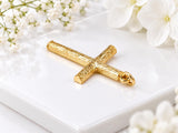Bark Effect Latin Cross Necklace, Made From Solid Cast Gold, British Hallmarked