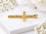 Bark Effect Latin Cross Necklace, Made From Solid Cast Gold, British Hallmarked