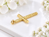 Bark Effect Latin Cross Necklace, Made From Solid Cast Gold, British Hallmarked
