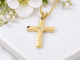 Simple Cross Necklace, Made From Solid Cast Gold, British Hallmarked