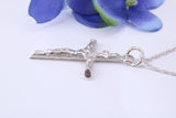 35 mm Long Crucifix with Bark Effect Finish, Made From Solid Cast Silver. Together With Silver Chain