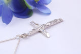 35 mm Long Crucifix with Bark Effect Finish, Made From Solid Cast Silver. Together With Silver Chain