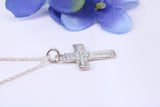 Small 21 mm Long Patterned Cross, Made From Solid Cast Silver, Complete With Silver Chain